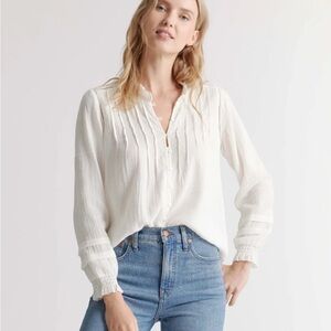 Like-New Organic Textured Cotton Peasant Blouse by Quince